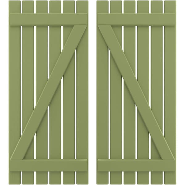 Ekena Millwork Americraft 6-Board (2 Batten) Wood Spaced Board-n-Batten Shutters w/ Z-Bar, ARW102SB623X77MGH, PR ARW102SB623X77MGH - main